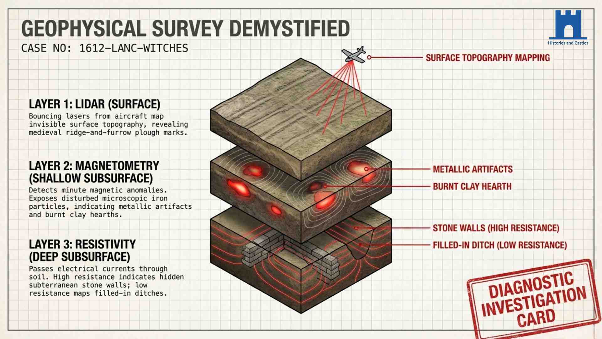 Slide displaying investigation of geophysical surveys relating to the Pendle Witches