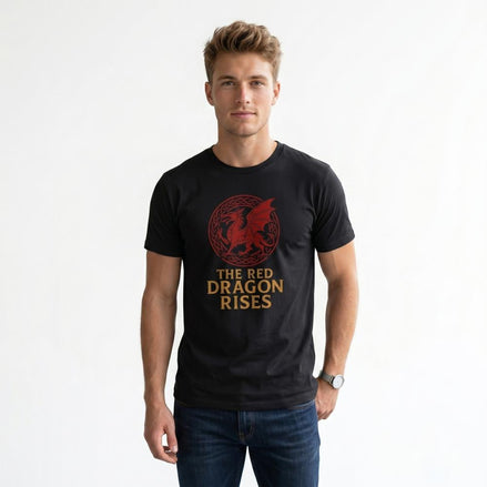The Red Dragon Rises Welsh T-Shirt | Celtic Knotwork T-Shirt