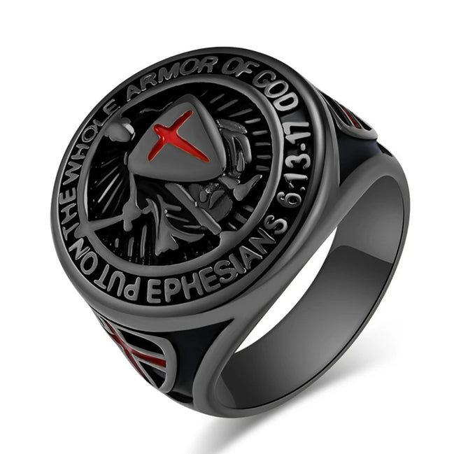 "Armor of God" Ephesians 6:13-17 Templar Ring black Ring