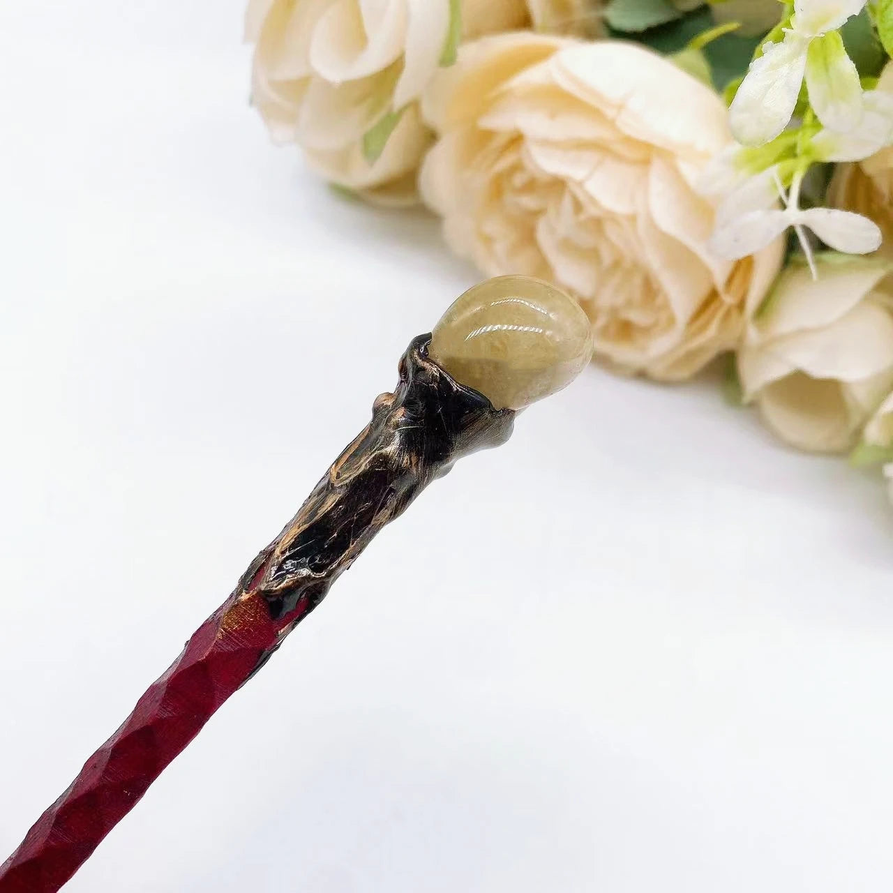 Natural Crystal Healing Wand – 19cm Polished Quartz Point Yellow Quartz Wand Yellow Quartz