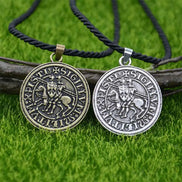 Knights Templar On Horse Pendant Mens Jewelry Vintage Punk Necklace Viking Accessories Dropshipping