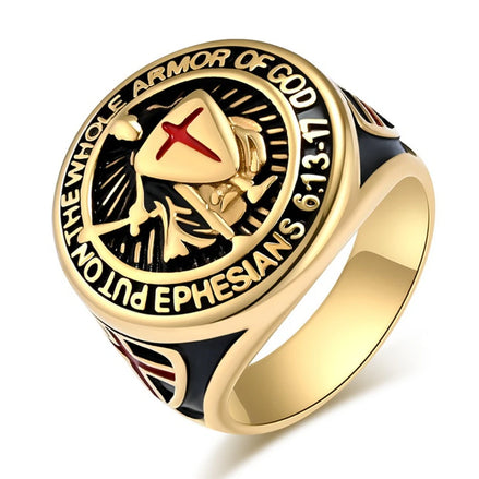 "Armor of God" Ephesians 6:13-17 Templar Ring gold Ring