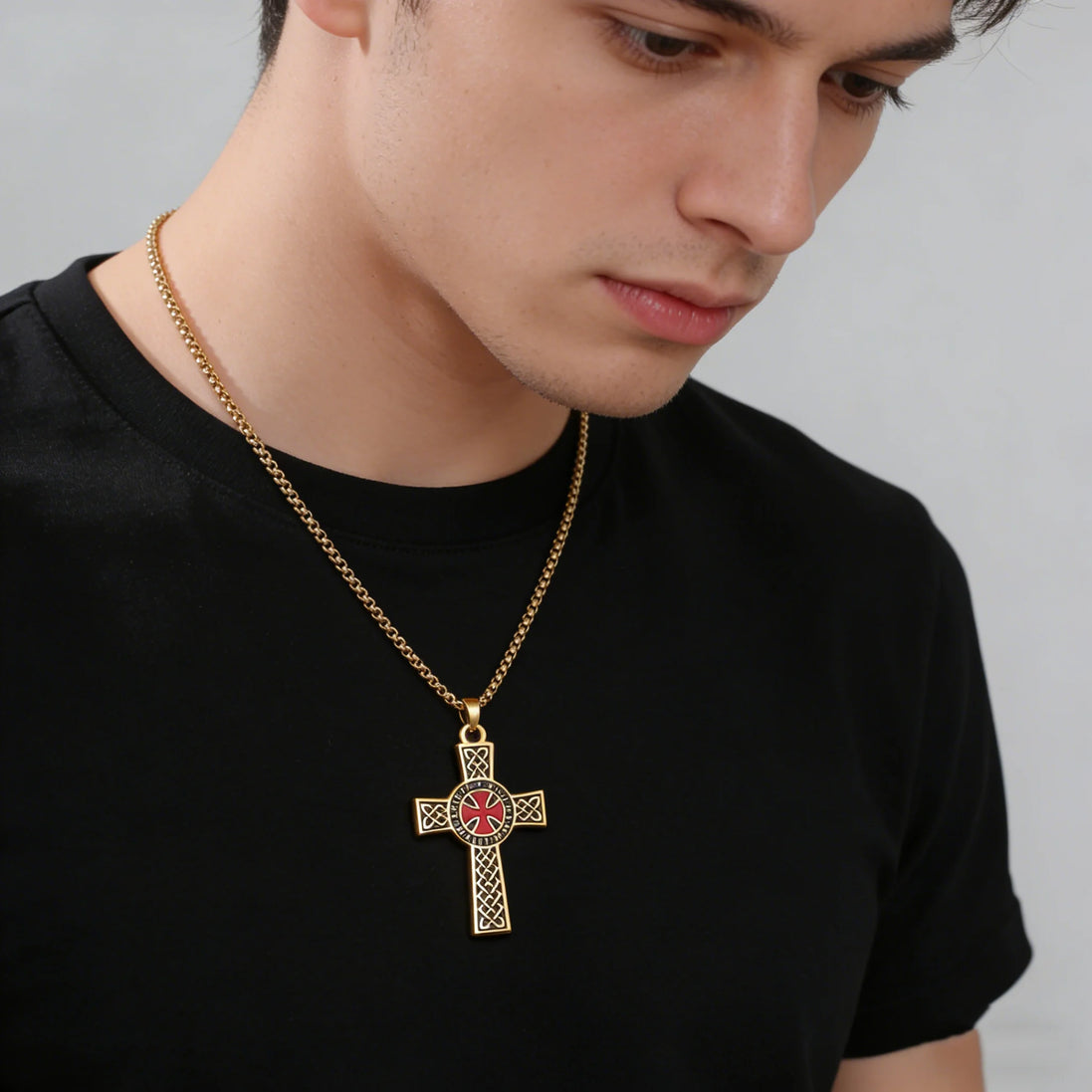 Knights Templar Sigillum Seal Cross Pendant Necklace