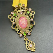 Vintage Baroque Palace Brooch | Large Pink Gemstone & Crystal Statement Pin Brooch