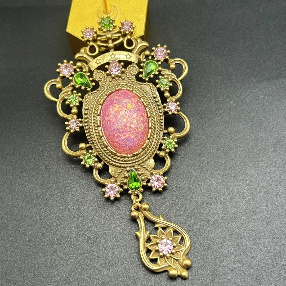 Vintage Baroque Palace Brooch | Large Pink Gemstone & Crystal Statement Pin Brooch