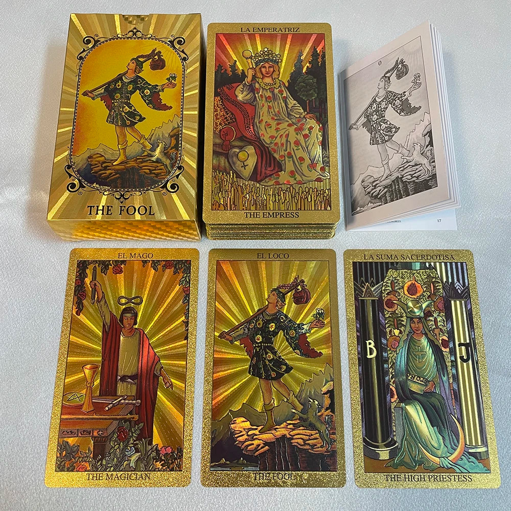 Golden Foil Bilingual Tarot: Luxury English & Spanish Edition Tarot Cards