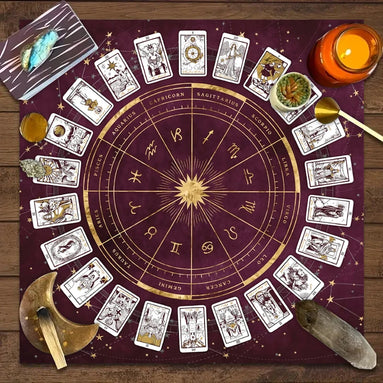 Zodiac Astrology Ritual Tablecloth: The Ultimate Altar Accessory Ruby Red Cloth