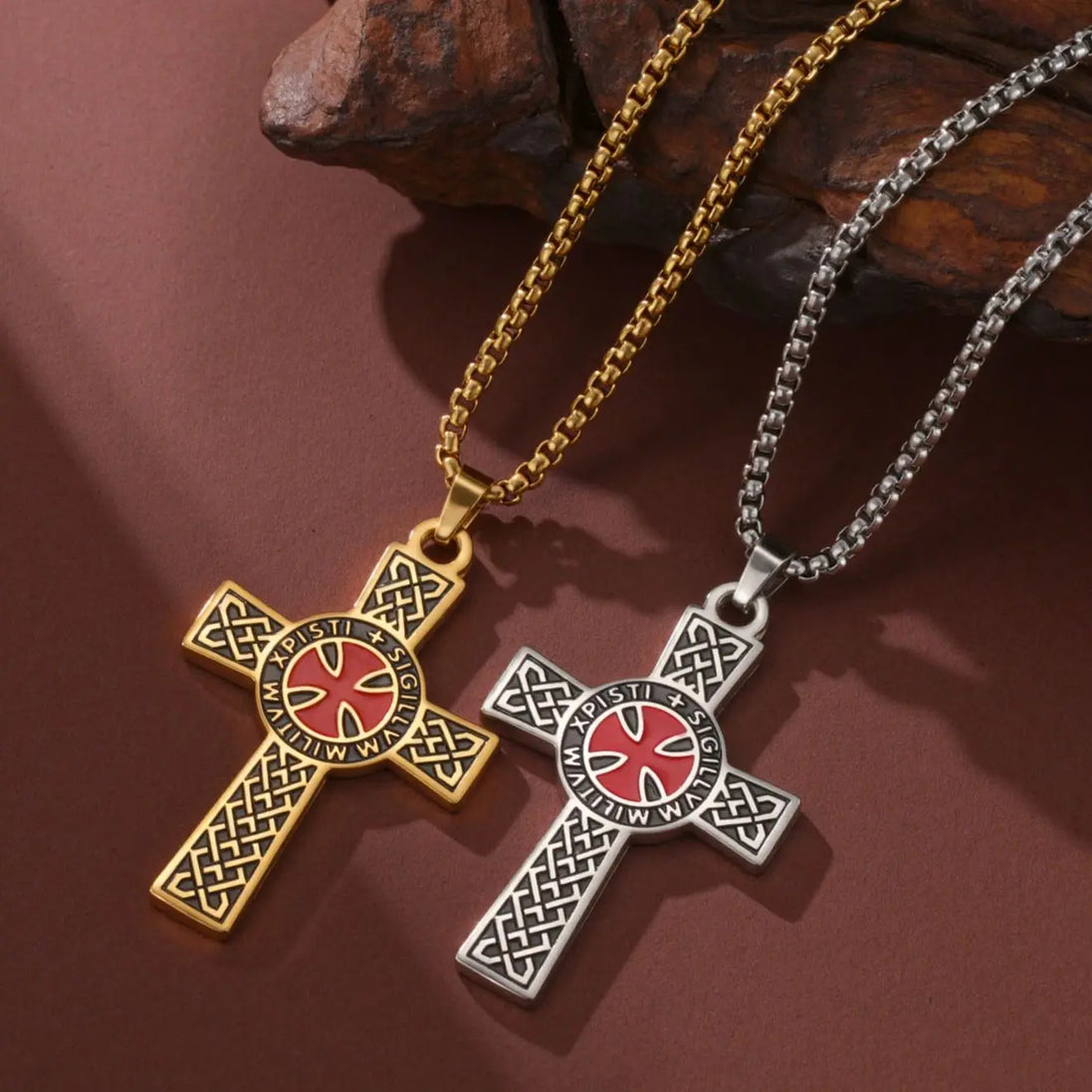 Knights Templar Sigillum Seal Cross Pendant Necklace