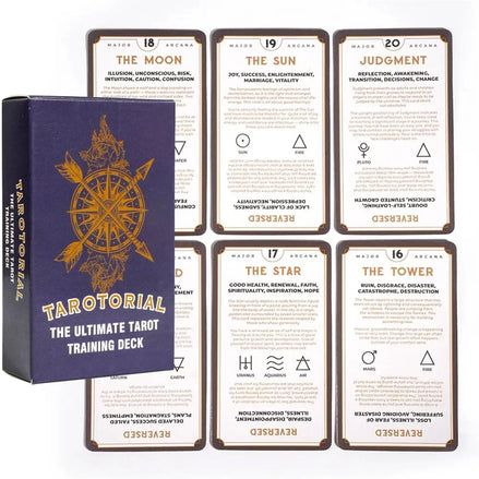 Tarotorial tarot training deck with card meanings printed on every card, designed for beginners