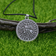 Knights Templar On Horse Pendant Mens Jewelry Vintage Punk Necklace Viking Accessories Dropshipping Wax Chain Silver