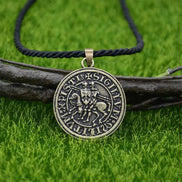 Knights Templar On Horse Pendant Mens Jewelry Vintage Punk Necklace Viking Accessories Dropshipping Cotton Chain Bronze