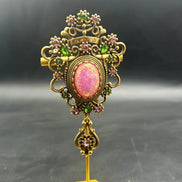 Vintage Baroque Palace Brooch | Large Pink Gemstone & Crystal Statement Pin Brooch