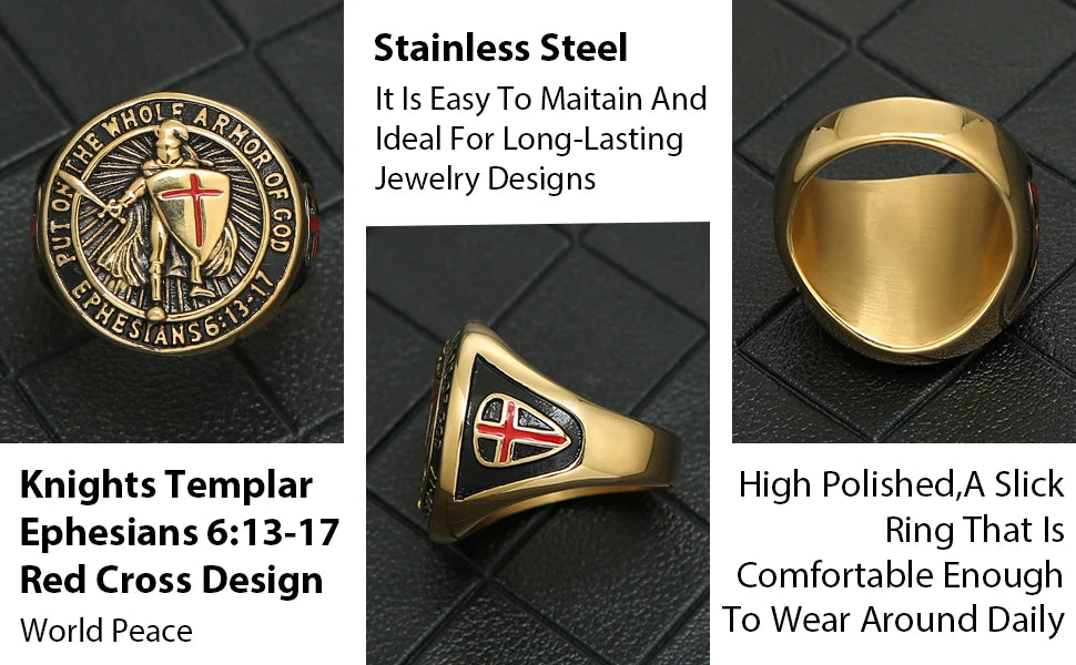 "Armor of God" Ephesians 6:13-17 Templar Ring Ring