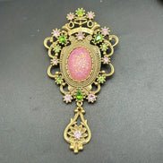 Vintage Baroque Palace Brooch | Large Pink Gemstone & Crystal Statement Pin Brooch