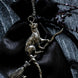 Silver Cat on a Broomstick Necklace | Witchy Feline Pendant & Gothic Jewellery Jewellery