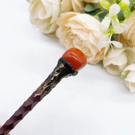 Natural Crystal Healing Wand – 19cm Polished Quartz Point Red Jasper