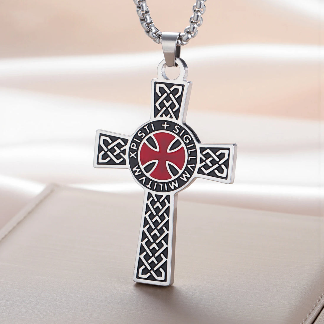 Knights Templar Sigillum Seal Cross Pendant Necklace
