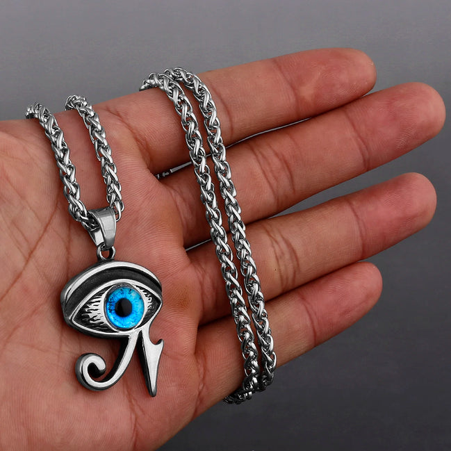 Blue Eye of Horus "Wadjet" Protection Necklace Silver Necklace