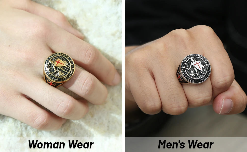 "Armor of God" Ephesians 6:13-17 Templar Ring Ring
