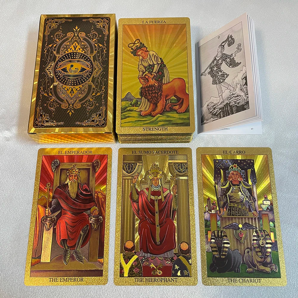 Golden Foil Bilingual Tarot: Luxury English & Spanish Edition Tarot Cards