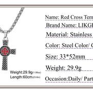 Knights Templar Sigillum Seal Cross Pendant Necklace