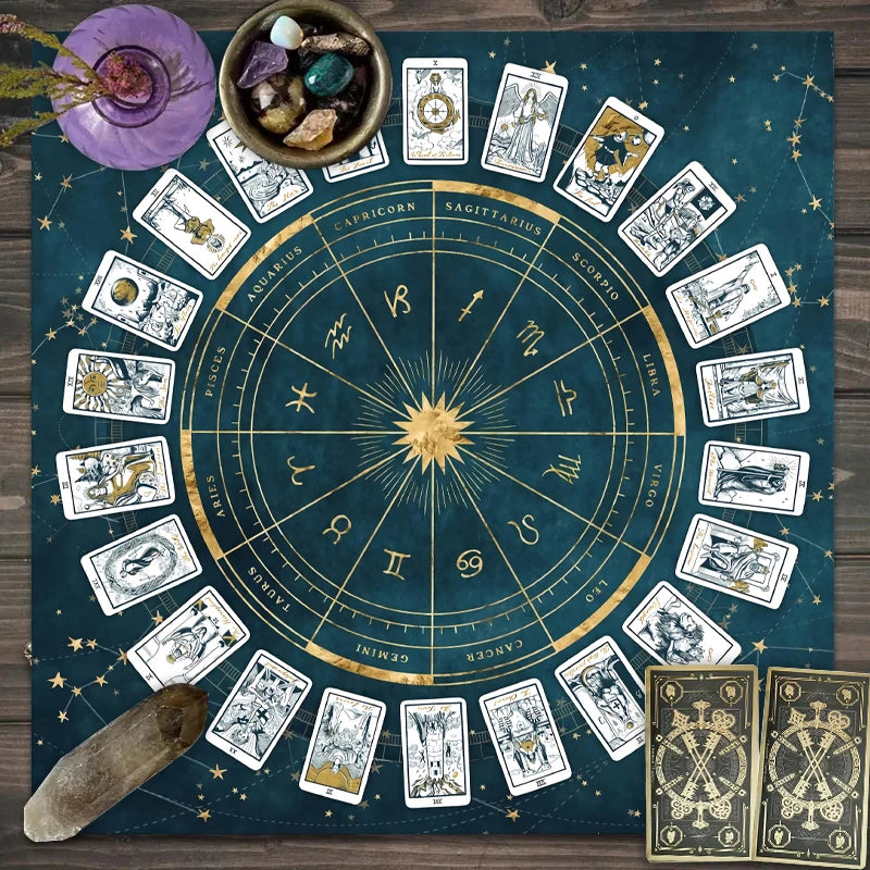 Zodiac Astrology Ritual Tablecloth: The Ultimate Altar Accessory Emerald Green Tarot Cards Emerald Green
