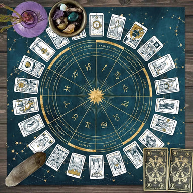 Zodiac Astrology Ritual Tablecloth: The Ultimate Altar Accessory Emerald Green Cloth