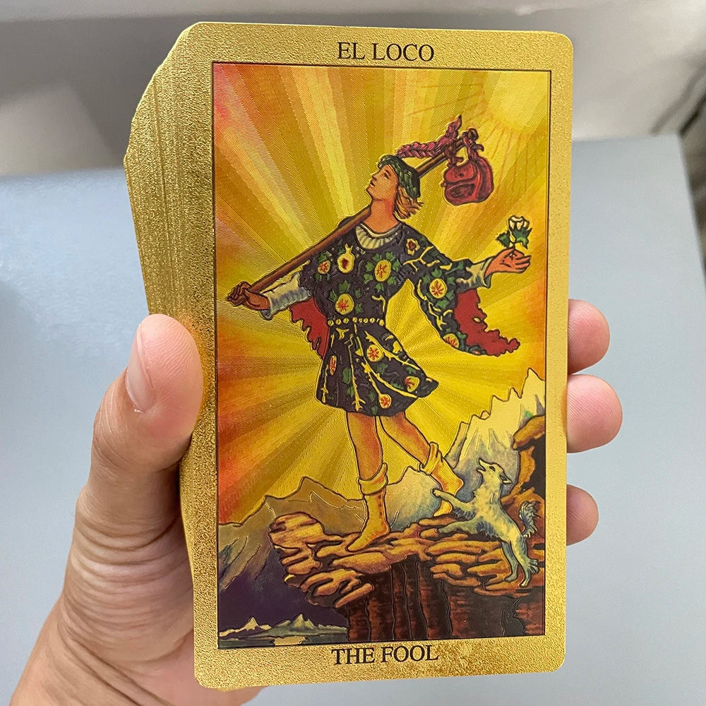 Golden Foil Bilingual Tarot: Luxury English & Spanish Edition Tarot Cards