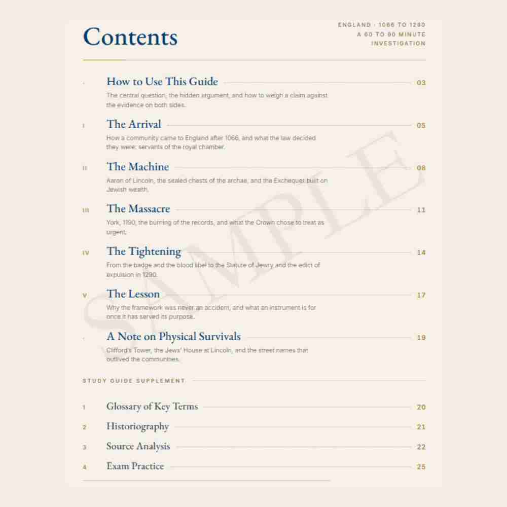 Table of contents for a guide with chapter headings and page numbers.