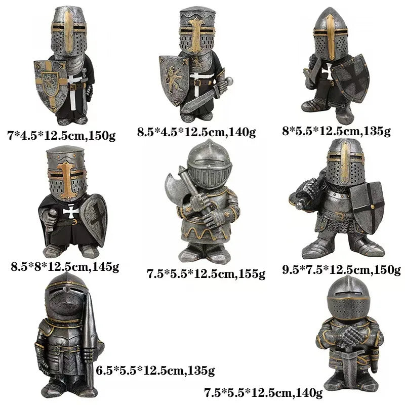 Miniature Armet Helm Knight Figurine | 12.5cm Armoured Warrior with Greatsword Miniature