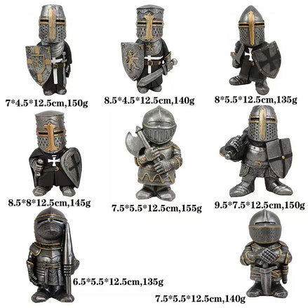 Miniature Knights Templar Enclosed Helm Figurine | 12.5cm Crusader with Cross Shield Miniature