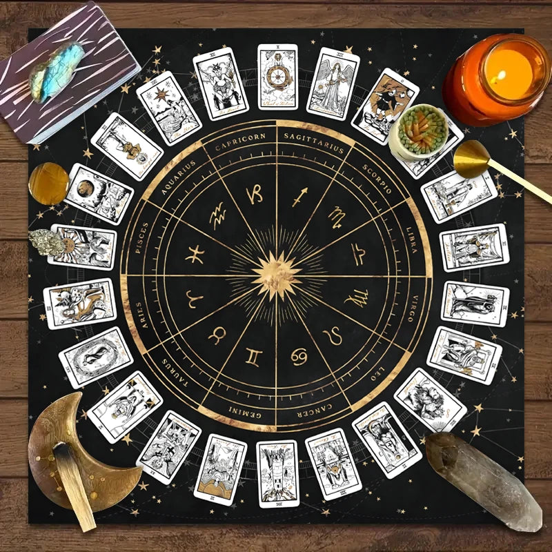 Zodiac Astrology Ritual Tablecloth: The Ultimate Altar Accessory Black Tarot Cards Black