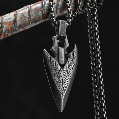 The Hunter’s Mark: Stainless Steel Viking Spearhead & Arrow Pendant Necklace