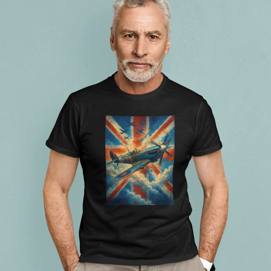 Spitfire T-Shirt | Battle of Britain Union Jack TeeShirt Print Material