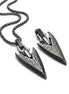 Viking Spearhead pendants on a white background, one with a chain and the other without
