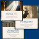 Collection of book covers with a deer, architectural elements, and text on a blue background
