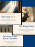 Collection of book covers with a deer, architectural elements, and text on a blue background