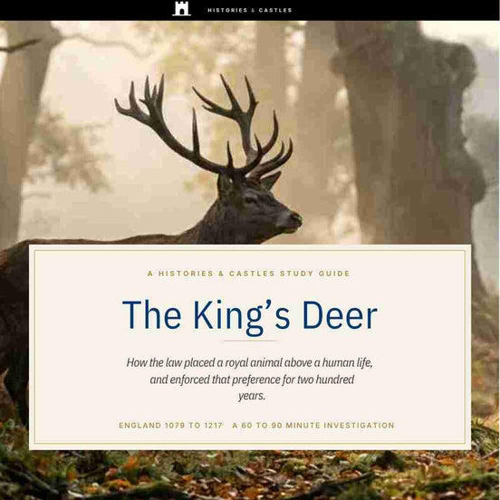 Book cover of 'The King's Deer' with a deer in a forest setting