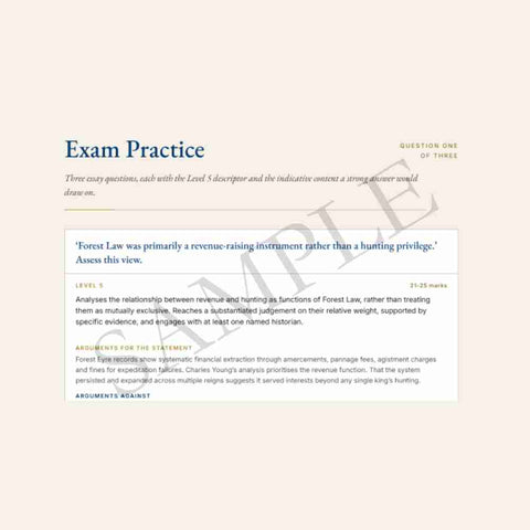 Exam practice question on Forest Law with text and formatting.