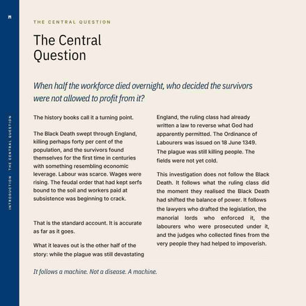 Text document with the title 'The Central Question' on a white background