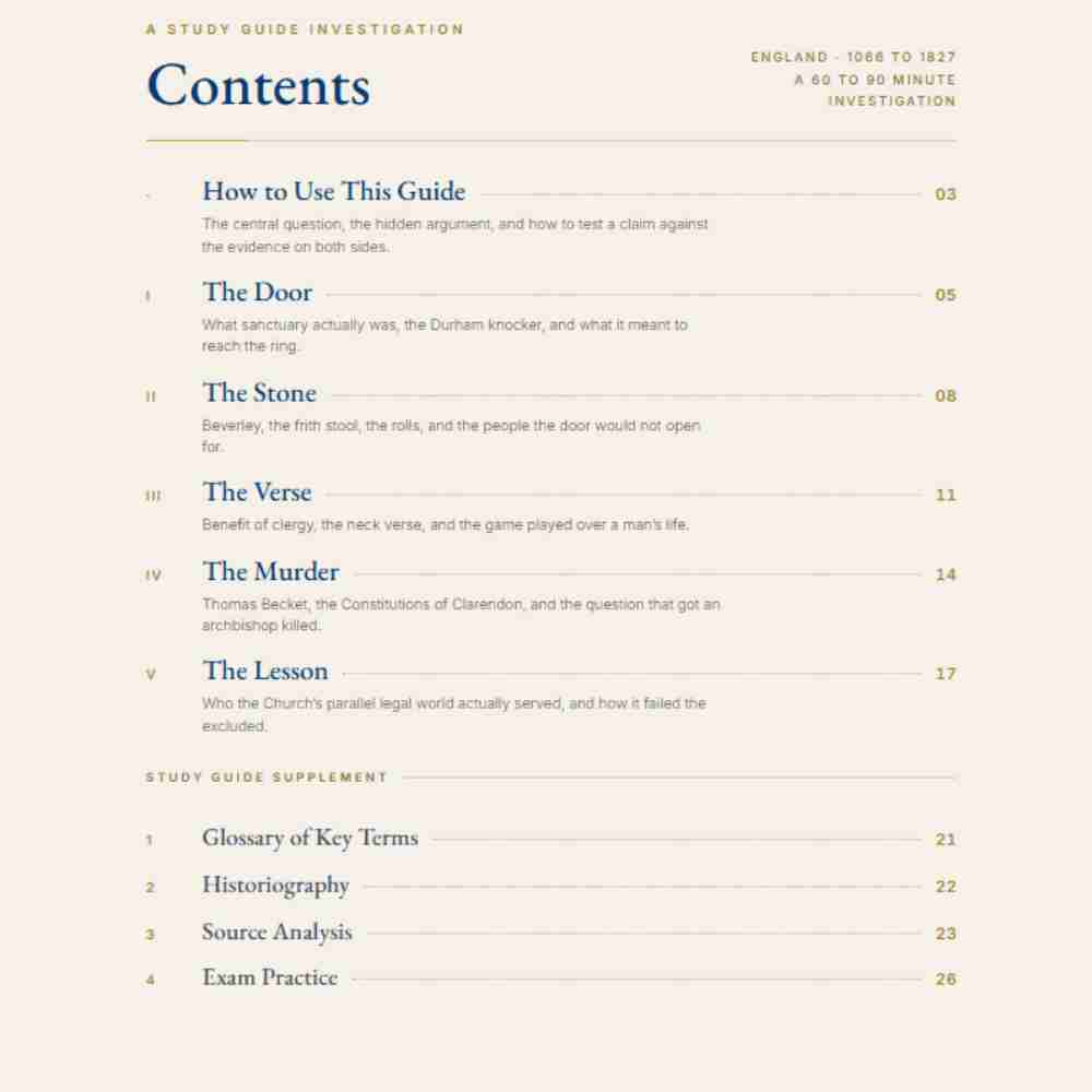 Table of contents for a study guide on a white background