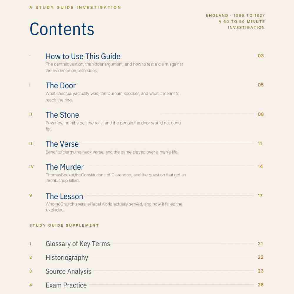 Content page of the study guide The Neck Verse