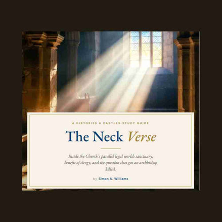 Cover of 'The Neck Verse' study guide with a church interior background