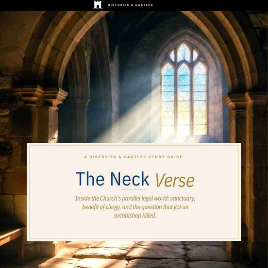 Cover of 'The Neck Verse' study guide with a church interior background