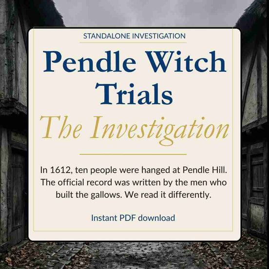 Book cover of 'Pendle Witch Trials: The Investigation' with a dark, possibly historical setting.