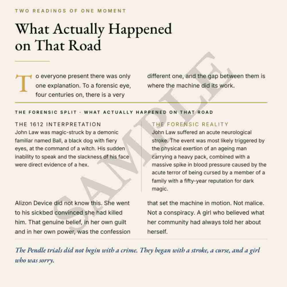 Text document with a heading 'What Actually Happened on That Road' and two sections labeled 'The Forensic Split' and 'The Forensic Reality'.