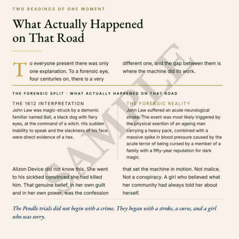 Text document with a heading 'What Actually Happened on That Road' and two sections labeled 'The Forensic Split' and 'The Forensic Reality'.