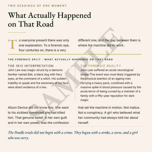 Text document with a heading 'What Actually Happened on That Road' and two sections labeled 'The Forensic Split' and 'The Forensic Reality'.