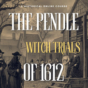 Course cover of 'The Pendle Witch Trials of 1612' with historical scene and text.