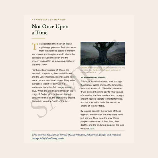Book page with text and a small image of a landscape.